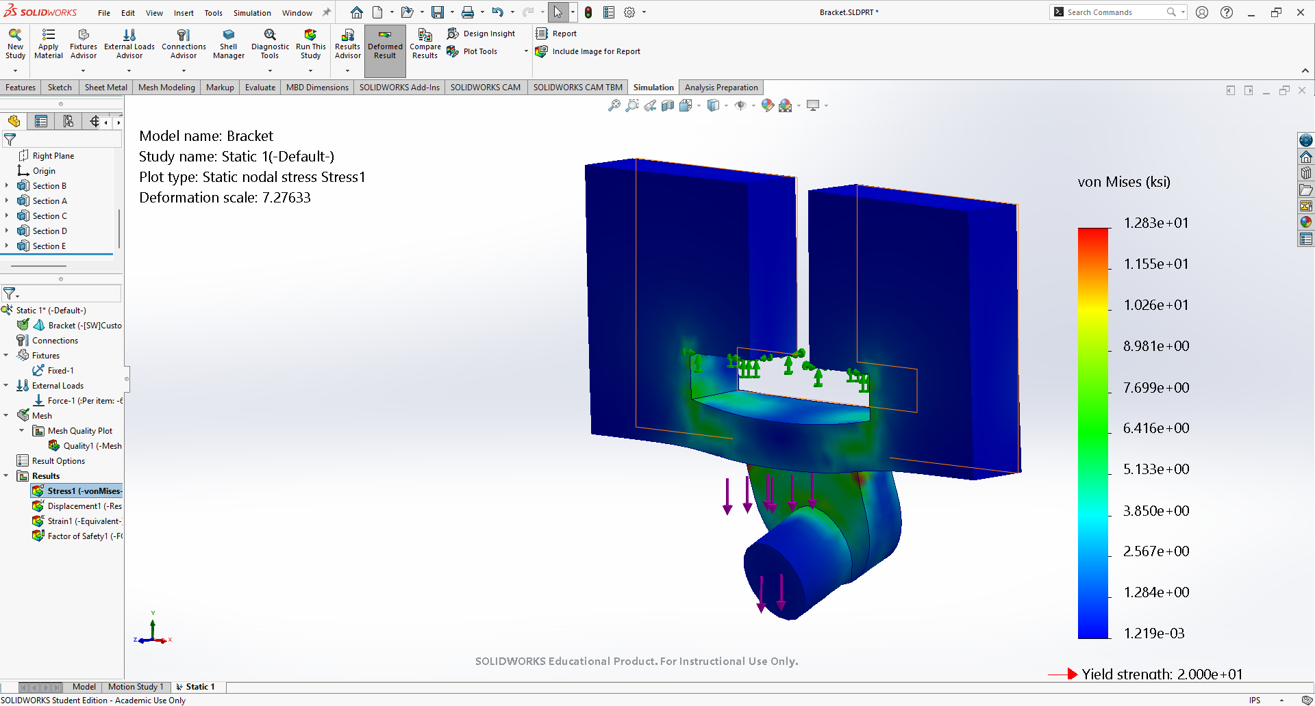 Design 1 - Mesh 1 - Stress